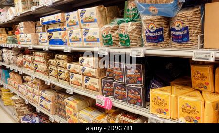Rayon of Swedish crackers WASA, also called knäckebröd in Swedish. Scandinavian, Nordic crispbread Stock Photo