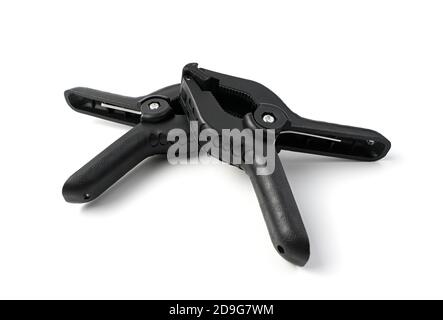 Clips for photographic equipment isolated on a white background. Stock Photo