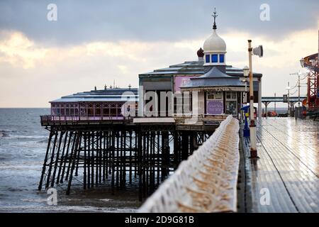 Blackpool North pier on a wet Autumn evening Stock Photo