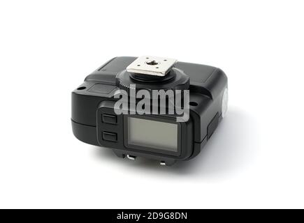 Trigger for a camera with a display and a metal Shoe. Stock Photo