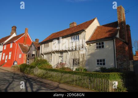 Historic buildings in the Suffolk market town of Lavenham, UK Stock Photo