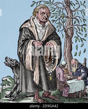 Modern era. Renaissance. 16th century. Europe. Merchant. Engraving by Jost Amman, 1599. Later colouration. Stock Photo