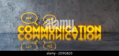 Communication concept with speech bubbles on concrete wall 3d render 3d illustration Stock Photo