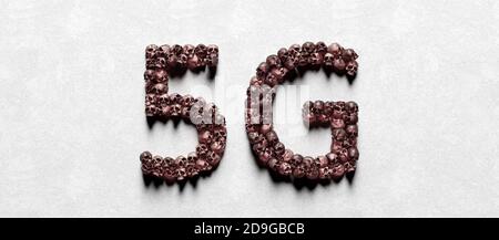 Global problems of humanity. Stop 5G technology concept. 3d render 3d illustration Stock Photo