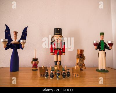 Traditional Christmas wooden figurines Stock Photo