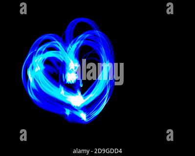 Blue Heart - Long exposure painting Stock Photo