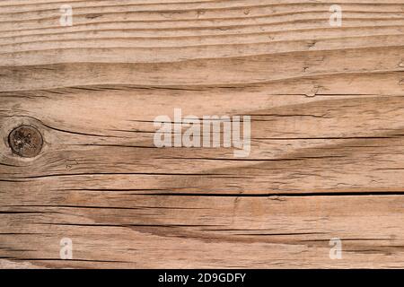 Wood texture background. Top view of vintage wooden table with cracks. Light brown surface of old wood with natural color Stock Photo