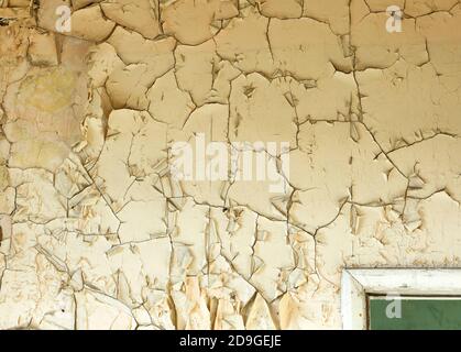 Paint peeling off a damp wall Stock Photo