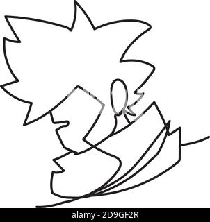hipster bearded man profile, continuous line style vector illustration Stock Vector