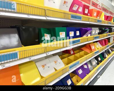 School supplies on a store shelf Stock Photo