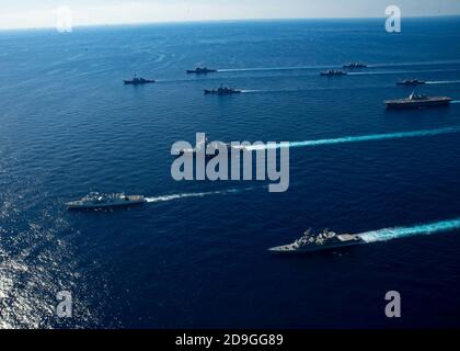 Warships Of The U.S. Navy And Japan Maritime Self-Defense Force Transit ...