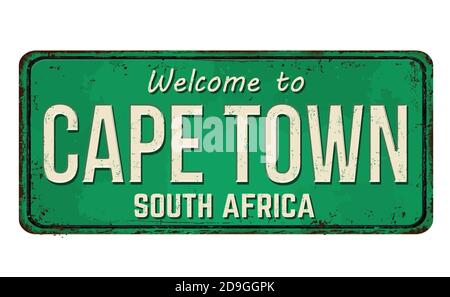 Welcome to Cape Town vintage rusty metal sign on a white background, vector illustration Stock Vector