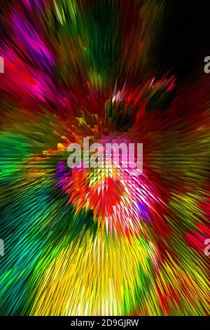 Crew multicolored abstraction with effect of extrusion in yellow, pink, green and red colours for art and fantasy creative Stock Photo