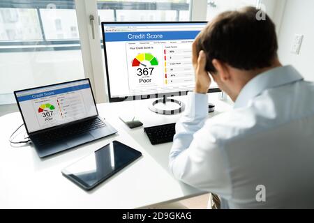 Poor Online Credit Score Rating On Computer Stock Photo