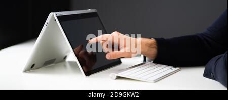 Electronic E Tablet. Businessman Digital Using Laptop Stock Photo