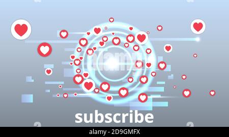 Abstraction with likes and hearts, Streaming preview template, 3d love, happy live, social media concept with media icons, chat box and , creative des Stock Vector