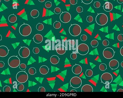 Christmas seamless with Christmas tree and ornaments, geometric shapes. Great for brochures, promotional material, wrapping paper and wallpapers. Vect Stock Vector
