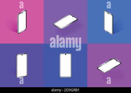 Mobile phone suitable for application promotion in different angles and different backgrounds Stock Vector