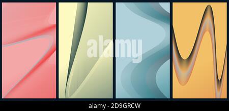 Background set made up of geometric shapes and contrast colors. Quadruple vector set. Stock Vector