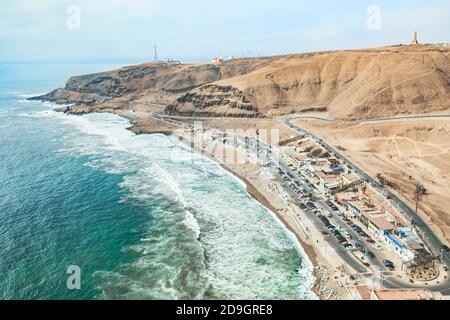 Aerial view of La Herradura, Chorrillos - Peru. Panoramic view. Stock Photo