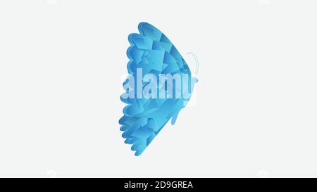 Butterfly in blue color, made by triangles, can bu used for logo designs, technology and cyber reality of nature. Stock Vector