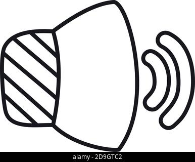 speaker bass icon over white background, line style, vector ...