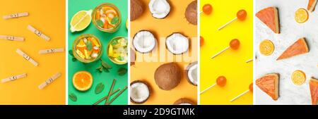 Collage of photos in orange colors Stock Photo