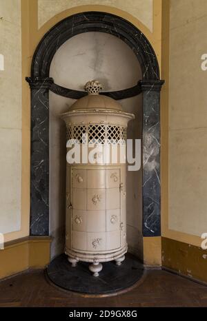 Ornate fireplace in Pałac w Bożkowie / Château de Bozkow / Bozkow Palace Stock Photo