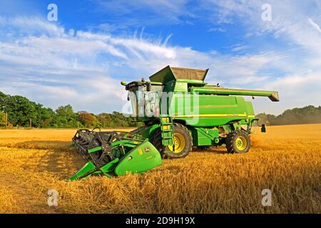 John Deere brand,Deere & Company,C670i,combine harvester,farm machinery, Grappenhall,Warrington,Cheshire,England,UK Stock Photo