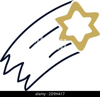 shooting star icon over white background, half line half color style, vector illustration Stock Vector