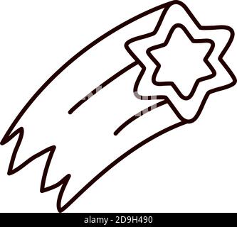 shooting star icon over white background, line style, vector illustration Stock Vector