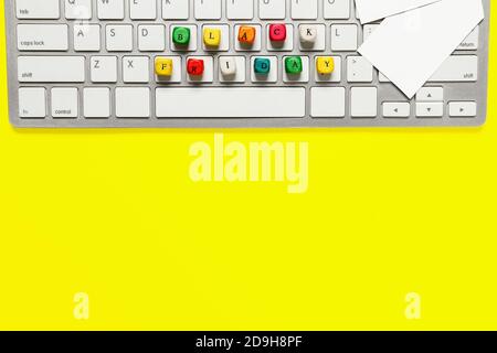 Computer keyboard with text BLACK FRIDAY on color background Stock Photo