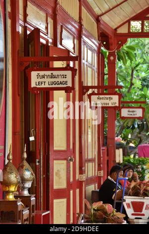 Hua Hin Railway station, Victorian building style is one of the landmarks in downtown Hua Hin, Thailand Stock Photo