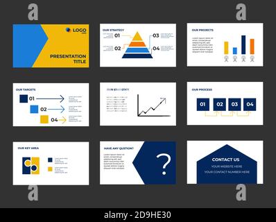 Company Presentation and Pitch Deck. Investment presentation with Info graphics and icons Stock Vector