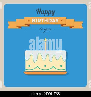 Happy birthday card with cake and candles. Vector birthday lettering on ...