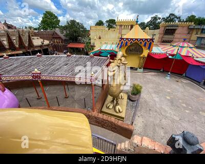 Orlando,FL/USA-7/25/20: A view from the  Aladdin Magic Carpets ride in Magic Kingdom in Disney World Orlando, Florida. Stock Photo