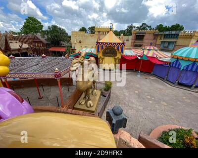 Orlando,FL/USA-7/25/20: A view from the  Aladdin Magic Carpets ride in Magic Kingdom in Disney World Orlando, Florida. Stock Photo