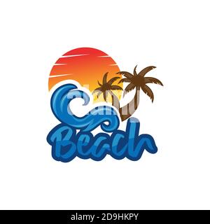 beach and island logo design, vector design of circular beach icons.EPS 10 Stock Vector