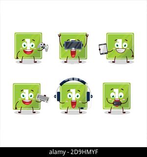 Toys block one cartoon character are playing games with various cute emoticons Stock Vector