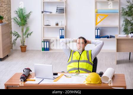 Young architect working in the office Stock Photo