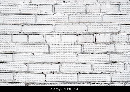 horizontal empty background of old white cracked brick wall, copy space Stock Photo