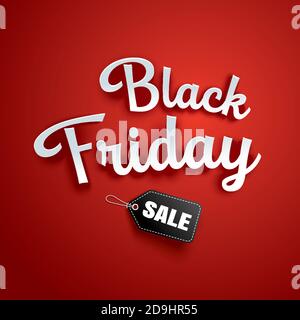 Black friday sale banner red background template. Use for cover, card, flyer, ads, poster, badge. Stock Vector