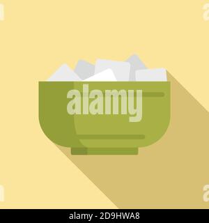 Tea ceremony bowl sugar icon, flat style Stock Vector