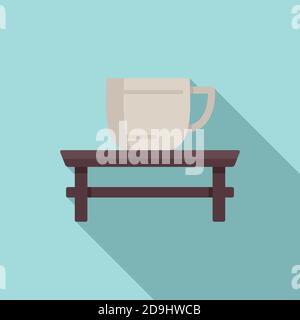 Tea ceremony table icon, flat style Stock Vector