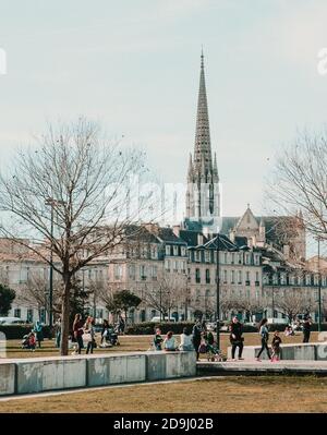 BORDEAUX, FRANCE - Nov 02, 2020: Beautiful landscape shot of the amazing architectural sites of Bordeaux during the day.