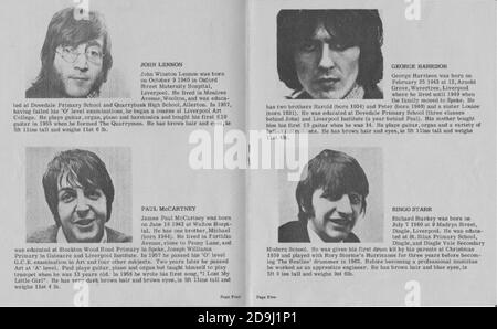 Booklet given to members of The Beatles fan club. Stock Photo