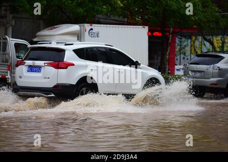 Typhoon Nangka, the 16th of the year, causes rainstorm in Qionghai city, south China's Hainan province, 14 October 2020. Stock Photo