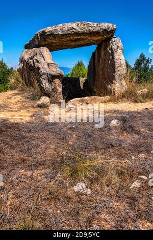 Dolmen de Trullars, neolithic dolmen in Monistrol de Calders, Catalonia, Spain Stock Photo