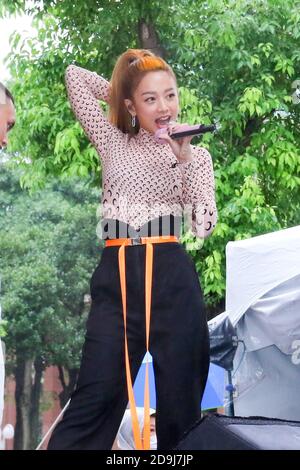 Taiwanese singer and actress Emma Wu or Gui Gui performs on the stage