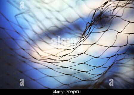Macro image of a net with abstract background. Stock Photo